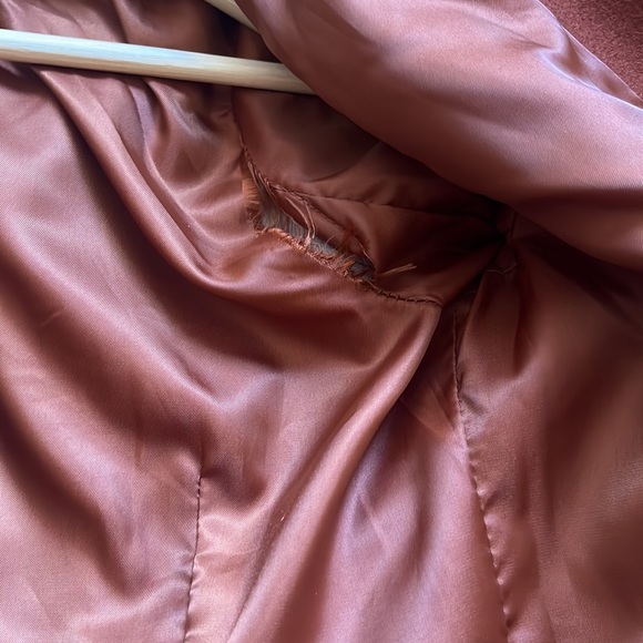 Vintage style rust long coat with removable fur size S - Picture 6 of 7